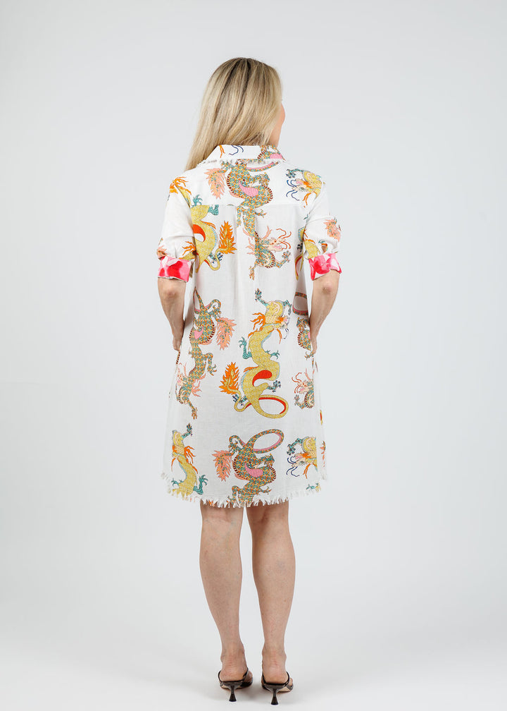 Dizzy-Lizzie Chatham Dress - White Dragons available at Barbara Katz