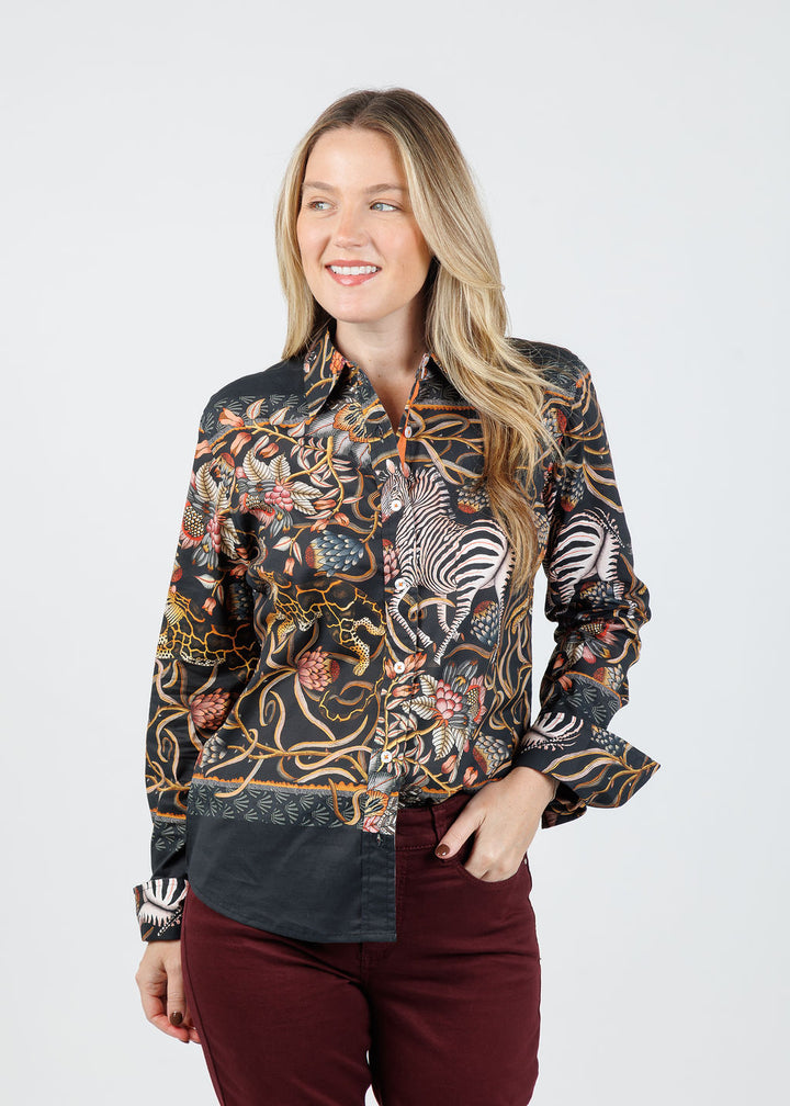 Dizzy-Lizzie Rome Shirt in Zebra Print available at Barbara Katz