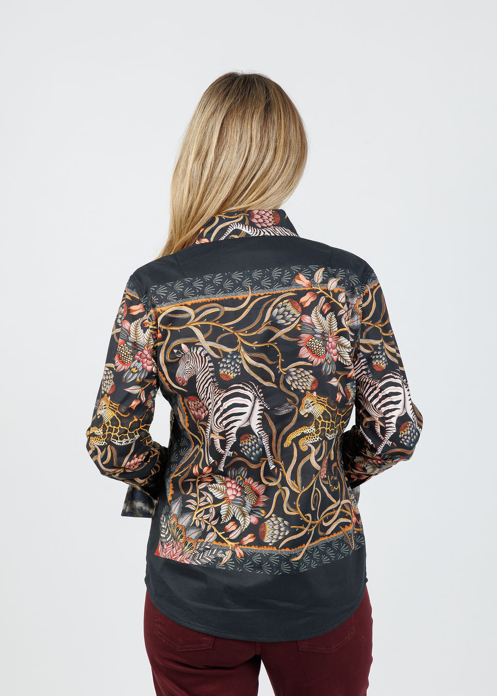 Dizzy-Lizzie Rome Shirt in Zebra Print available at Barbara Katz