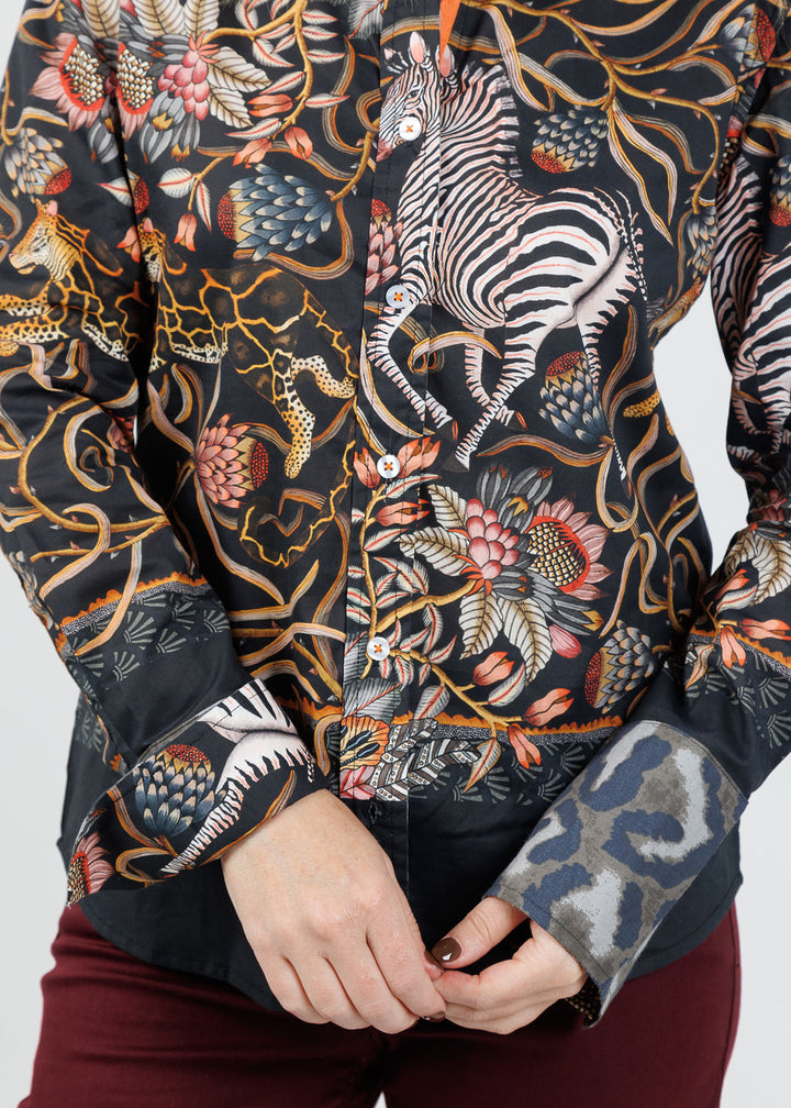 Dizzy-Lizzie Rome Shirt in Zebra Print available at Barbara Katz