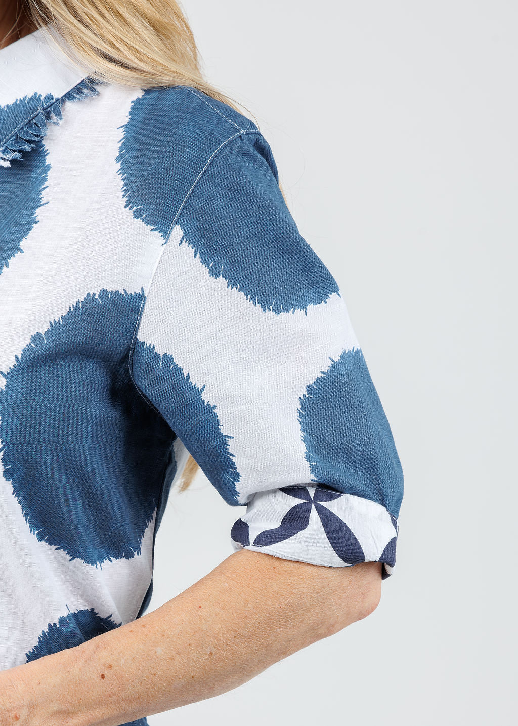 Dizzy-Lizzie Chatham Dress in Big Navy Dot Print available at Barbara Katz