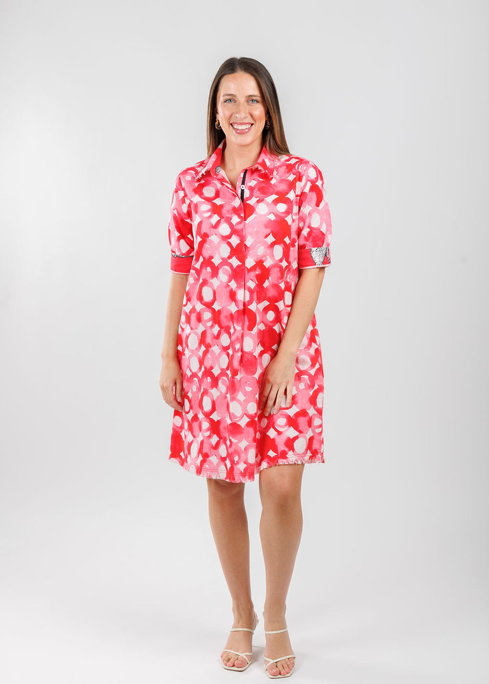 Dizzy-Lizzie Chatham Dress in Pink Watercolor print available at Barbara Katz