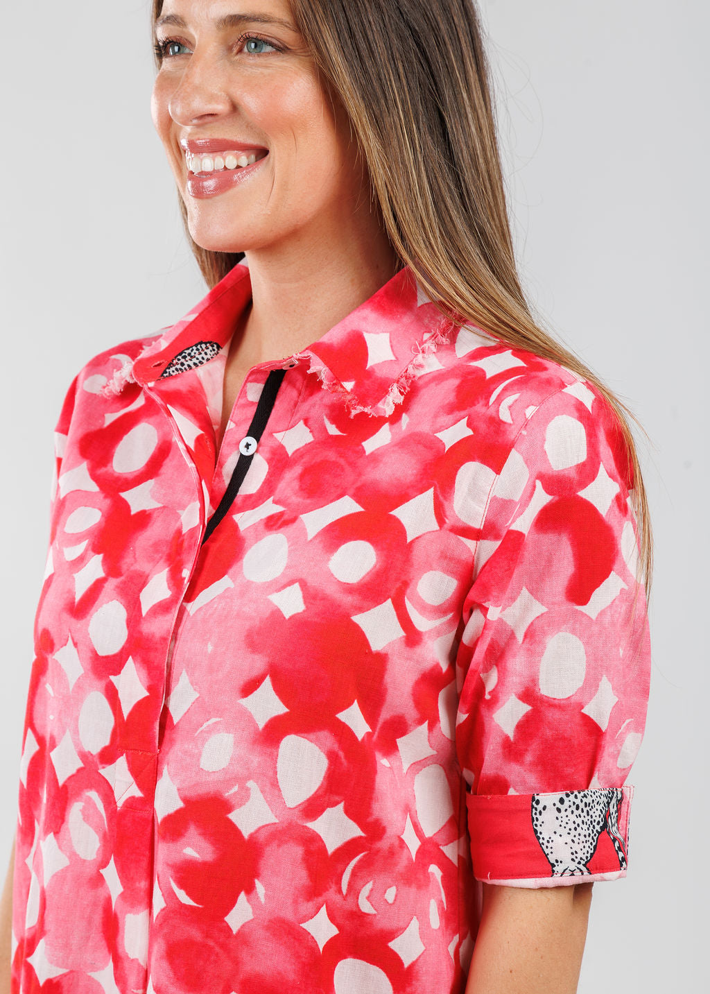 Dizzy-Lizzie Chatham Dress in Pink Watercolor print available at Barbara Katz