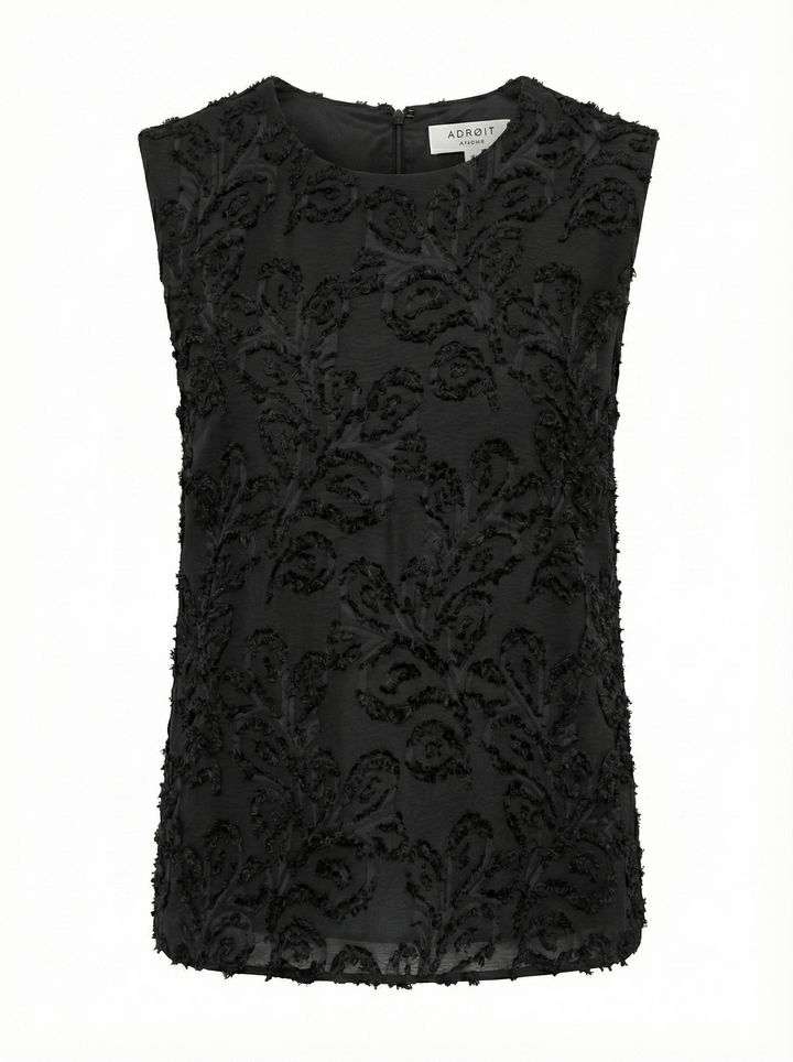 Adroit Atelier Dolly Sleeveless Blouse With Back Pleat in Black available at Barbara Katz