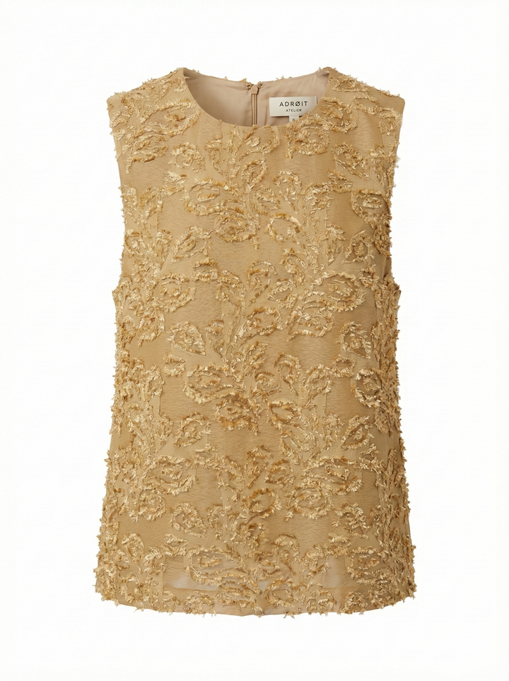 Adroit Atelier Dolly Sleeveless Blouse With Back Pleat in Gold available at Barbara Katz