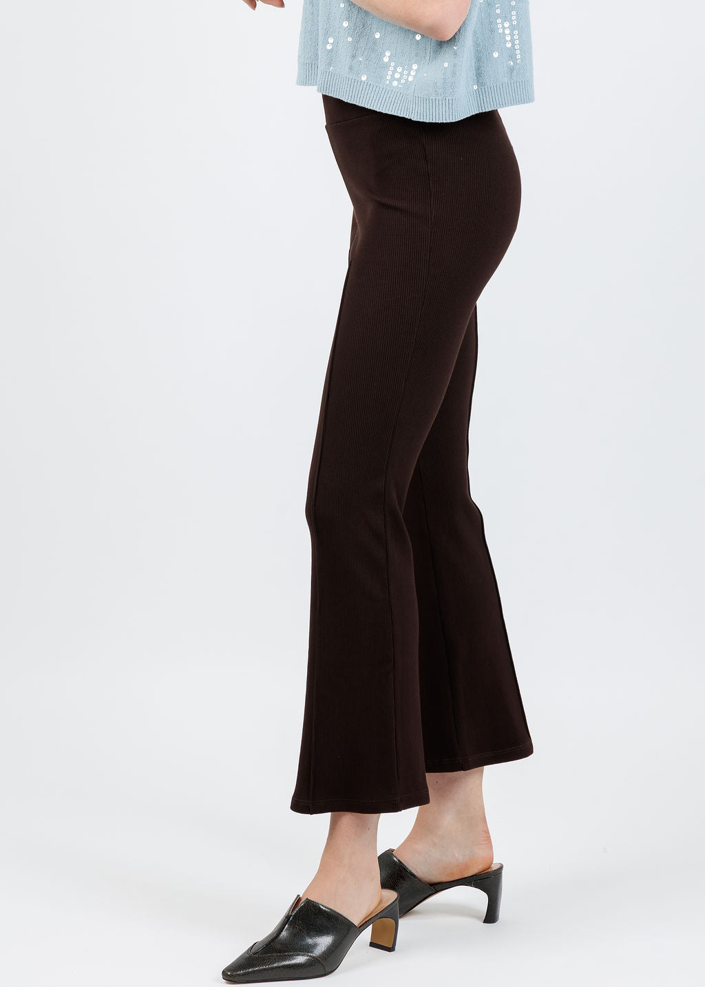 Donni The Rib Kick Flare Trousers in Espresso available at Barbara Katz
