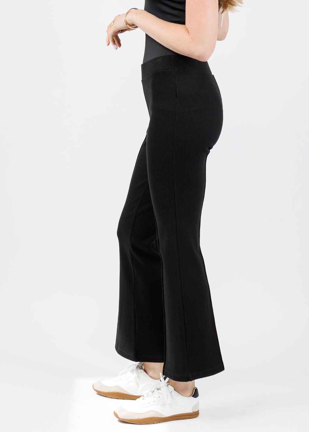 Donni The Rib Kick Flare Trousers in Jet available at Barbara Katz