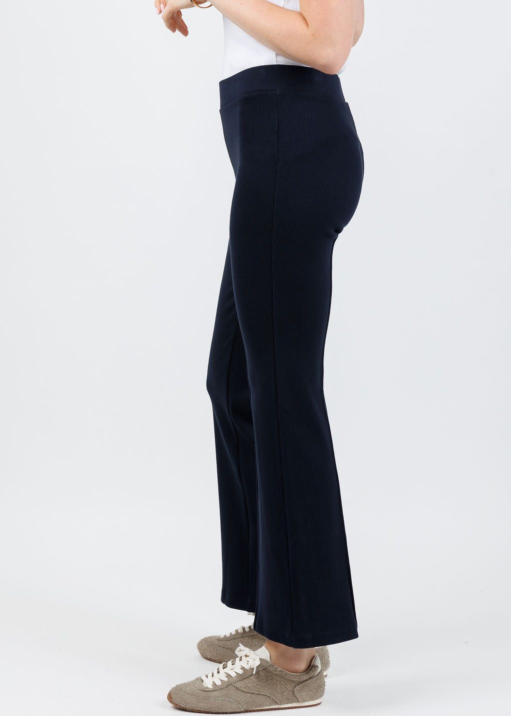 Donni The Rib Kick Flare Trousers in Navy available at Barbara Katz