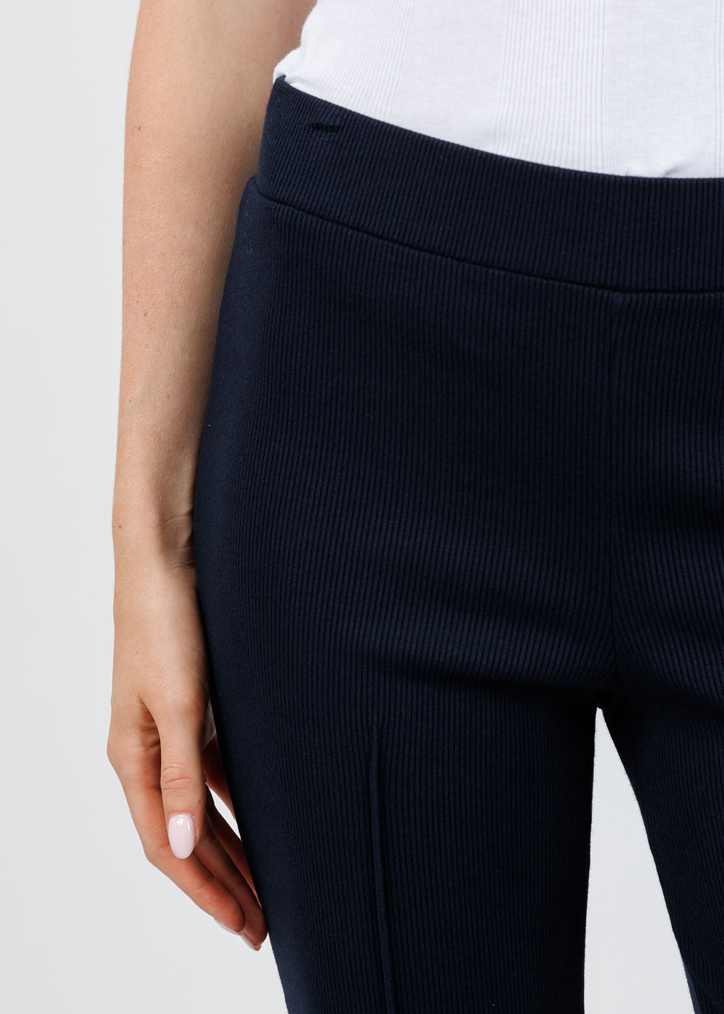 Donni The Rib Kick Flare Trousers in Navy available at Barbara Katz