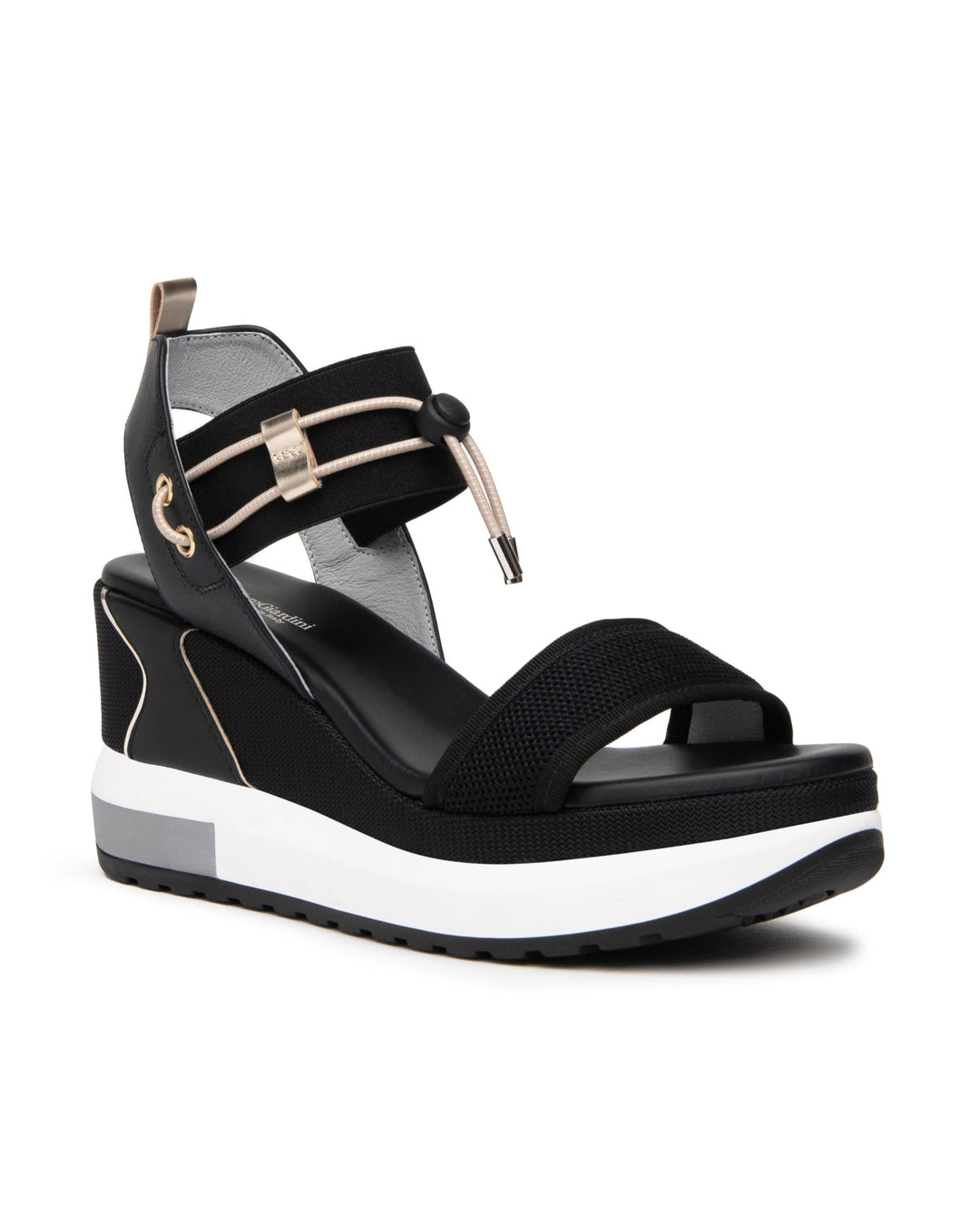 Nero Giardini Bungee Platform Wedge Sandals in Black available at Barbara Katz