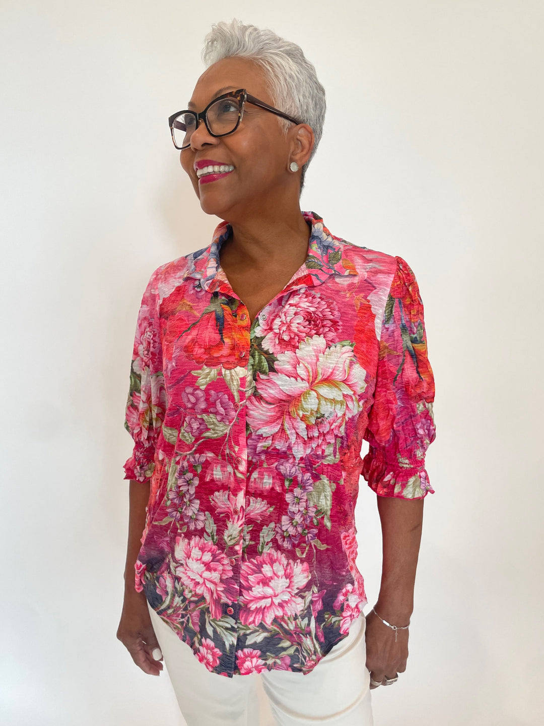 David Cline Airy Smock Sleeve Shirt in Poppy Red available at Barbara Katz