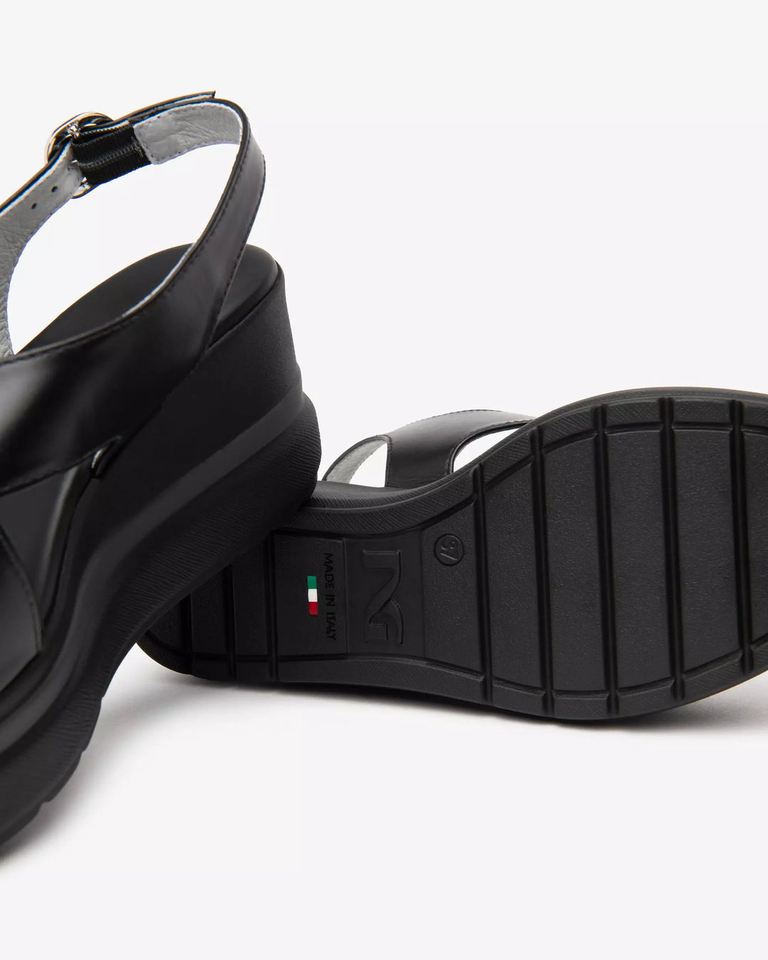 NeroGiordini Gladys Crossover Strap Sandal in Black available at Barbara Katz