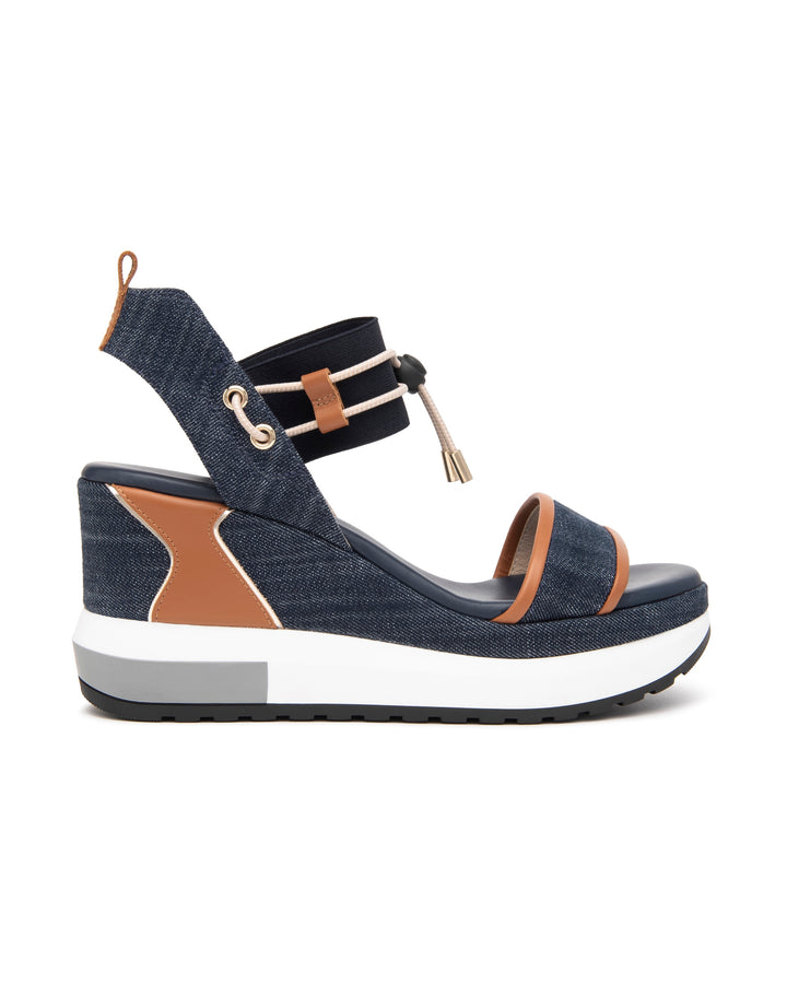 Nero Giardini Bungee Platform Wedge Sandal in Denim available at Barbara Katz