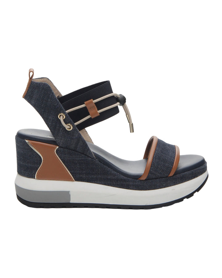 Nero Giardini Bungee Platform Wedge Sandal in Denim available at Barbara Katz