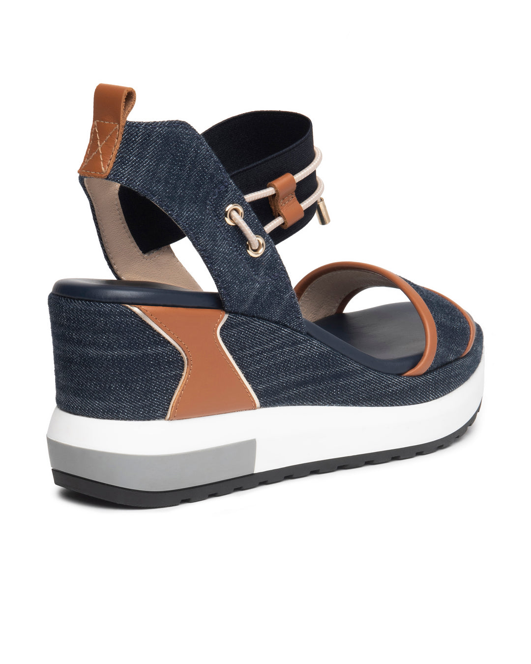Nero Giardini Bungee Platform Wedge Sandal in Denim available at Barbara Katz