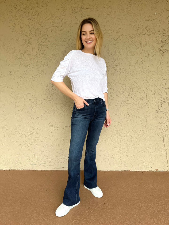 Stateside Supima Slub Mixed Media Dolman Top - White