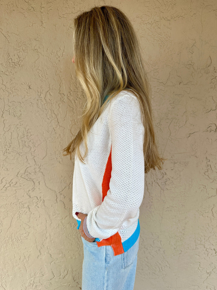 PEACE OF CLOTH V-Neck Color Block Sweater