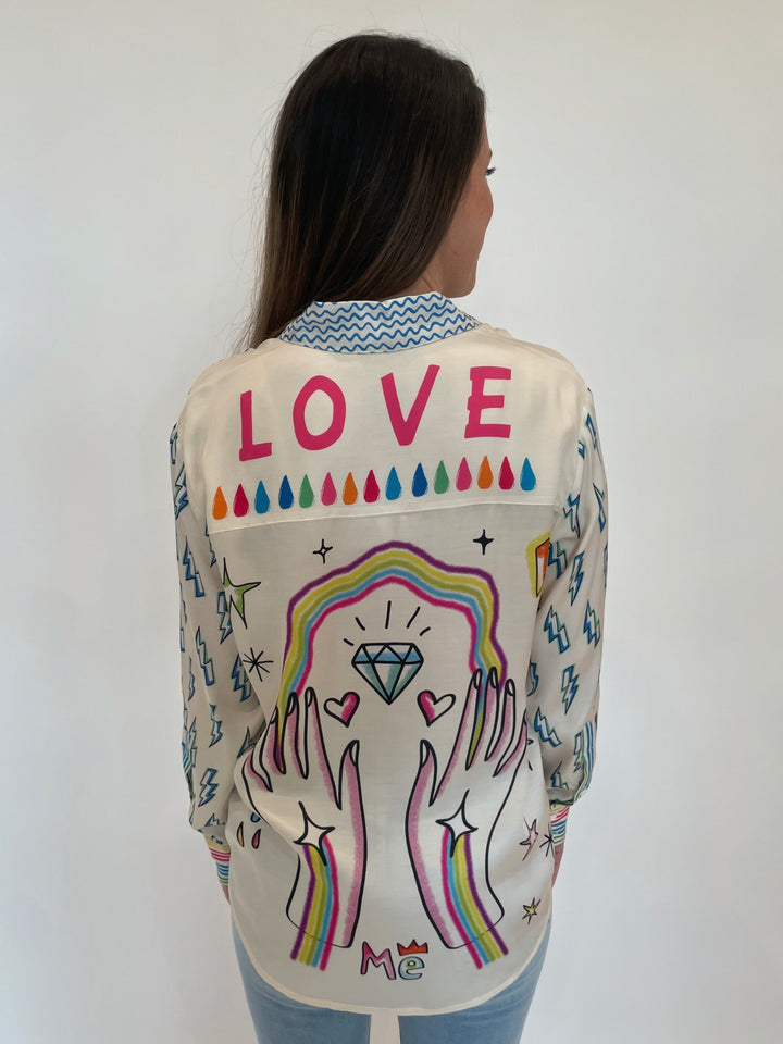 ME369 Isabel Long Sleeve Shirt in Enlightenment Print available at Barbara Katz