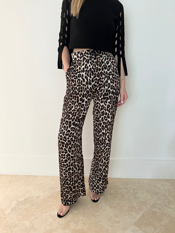 Suncoo Jake Leopard Wide Leg Pant