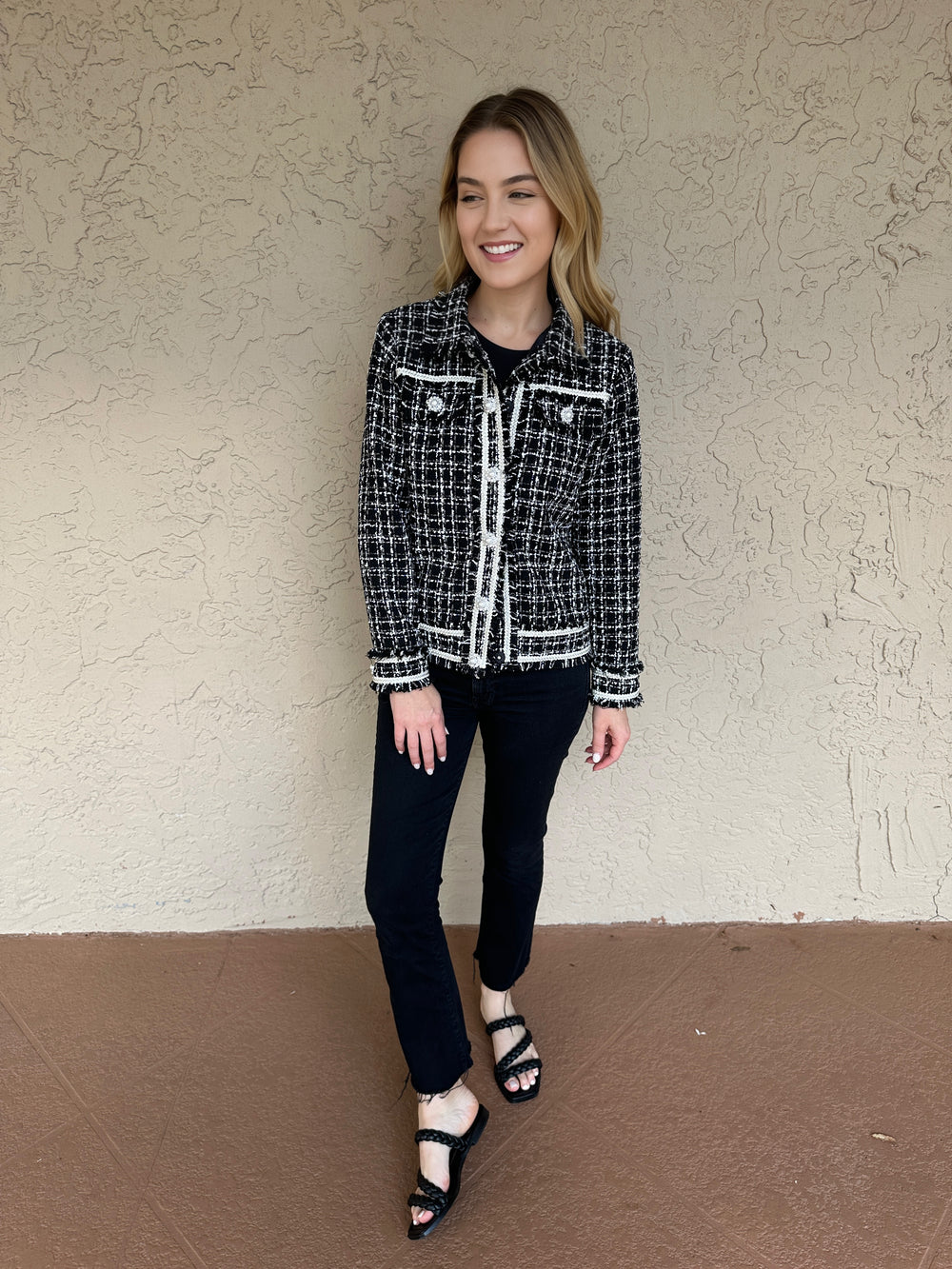 Leo & Ugo Tweed & Pearl Jacket - Black