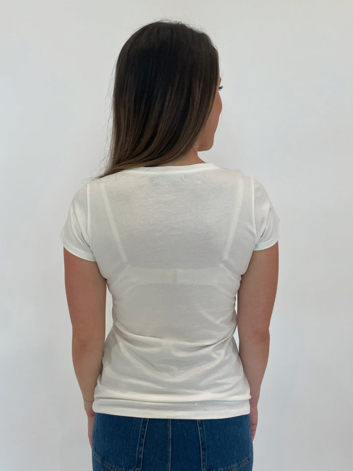 Bariloche Inca Flower Top in White available at Barbara Katz