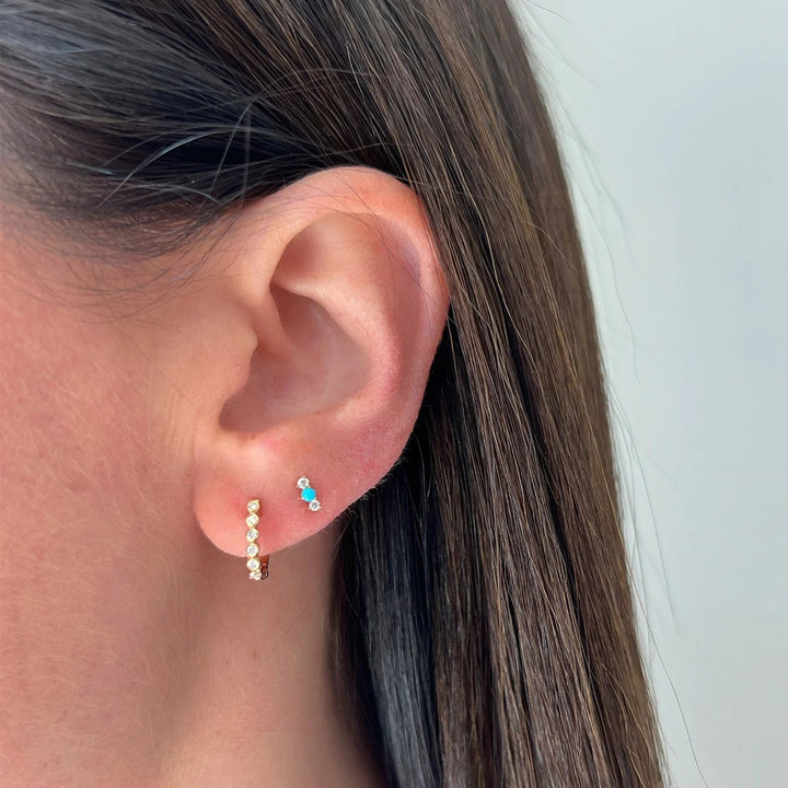 EF Collection Diamond Bezel Huggie Earring