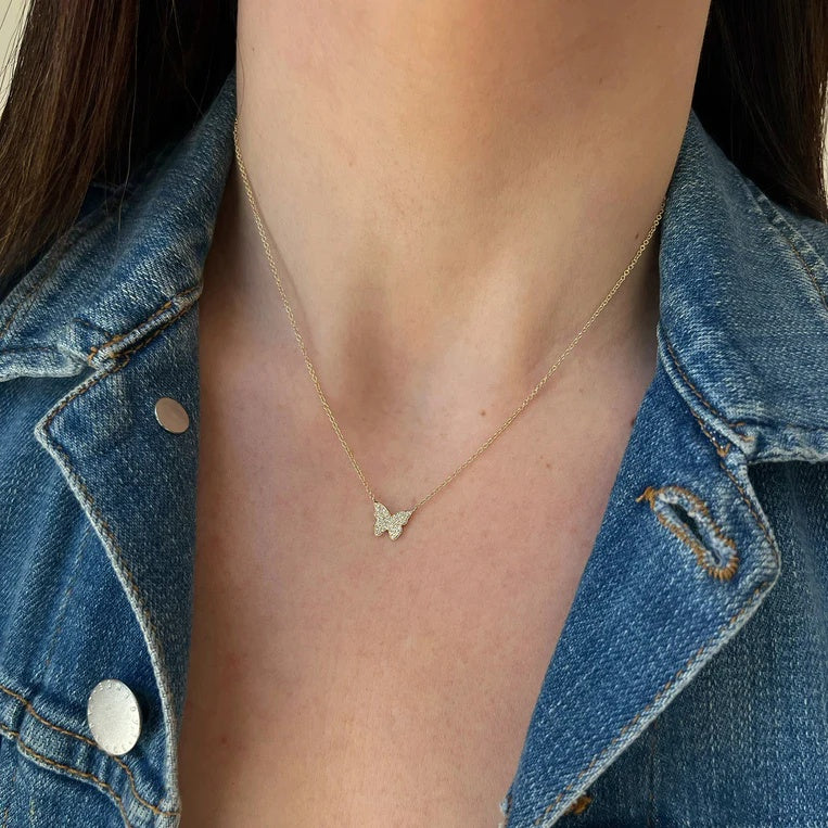 EF Collection Diamond Butterfly Necklace