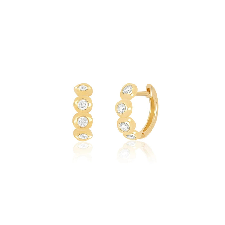 EF Collection Diamond Pillow Huggie Earring