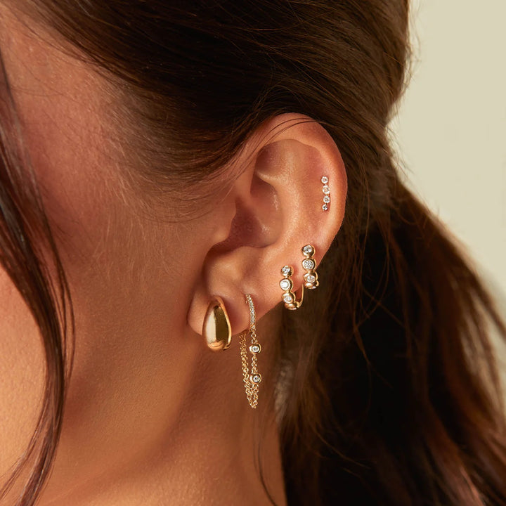 EF Collection Diamond Pillow Huggie Earring