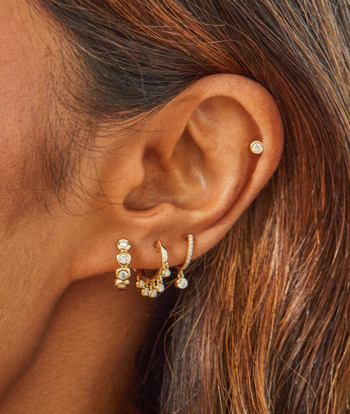 EF Collection Diamond Pillow Huggie Earring