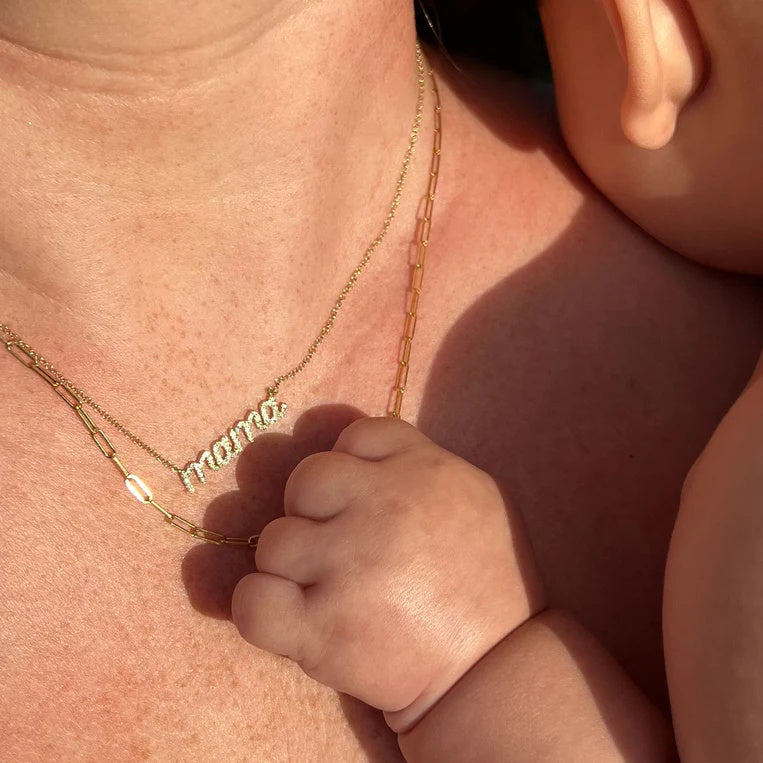 EF Collection Diamond Script Mama Necklace