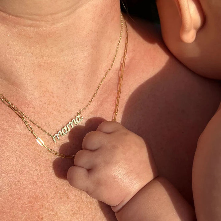 EF Collection Diamond Script Mama Necklace