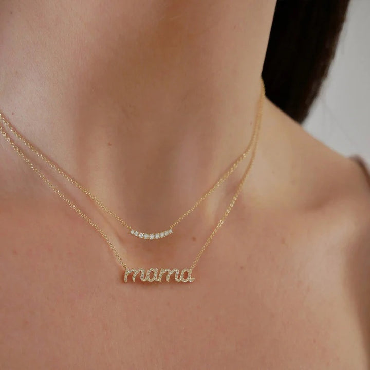 EF Collection Diamond Script Mama Necklace