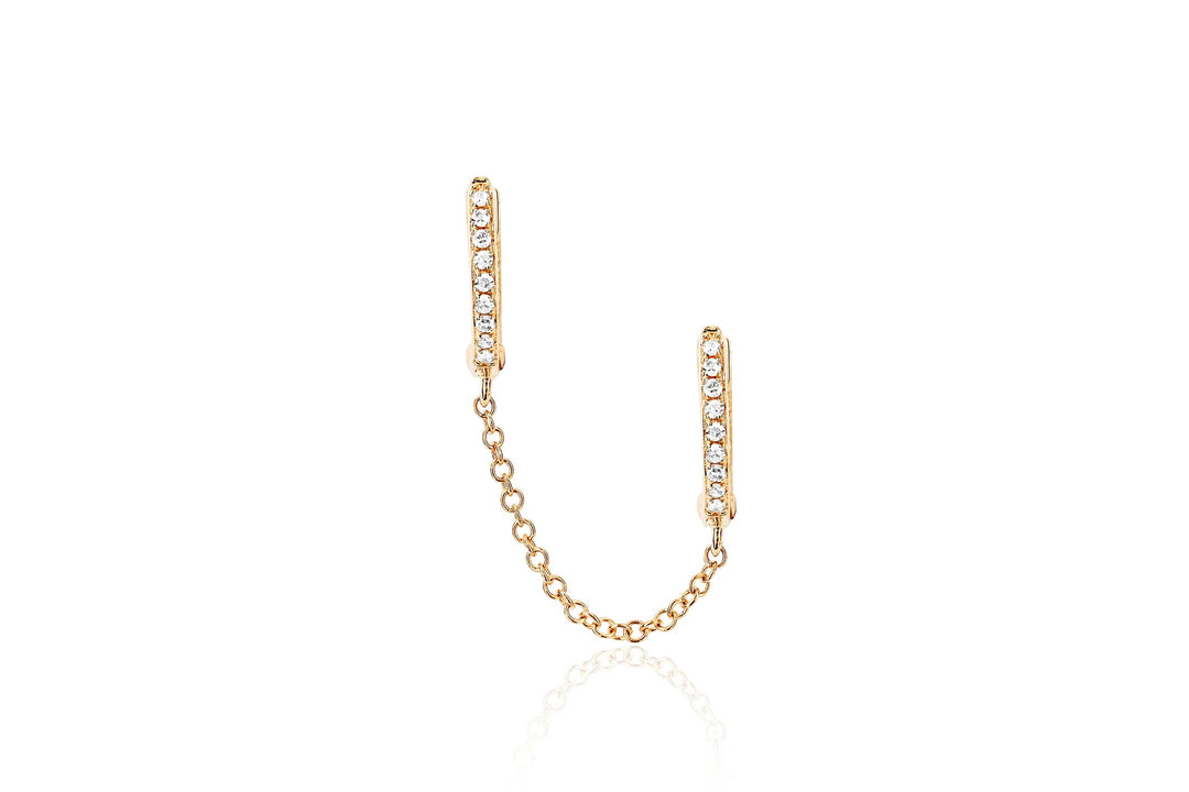 EF Collection Diamond Double Mini Huggle Chain Earring