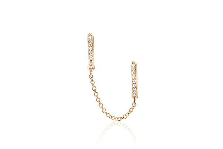 EF Collection Diamond Double Mini Huggle Chain Earring