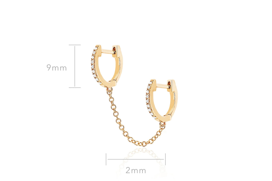 EF Collection Diamond Double Mini Huggle Chain Earring