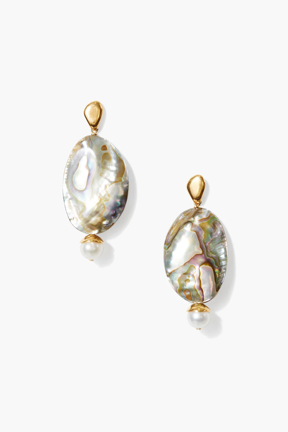 Chan Luu Luana Baroque Pearl Abalone Drop Earrings available at Barbara Katz