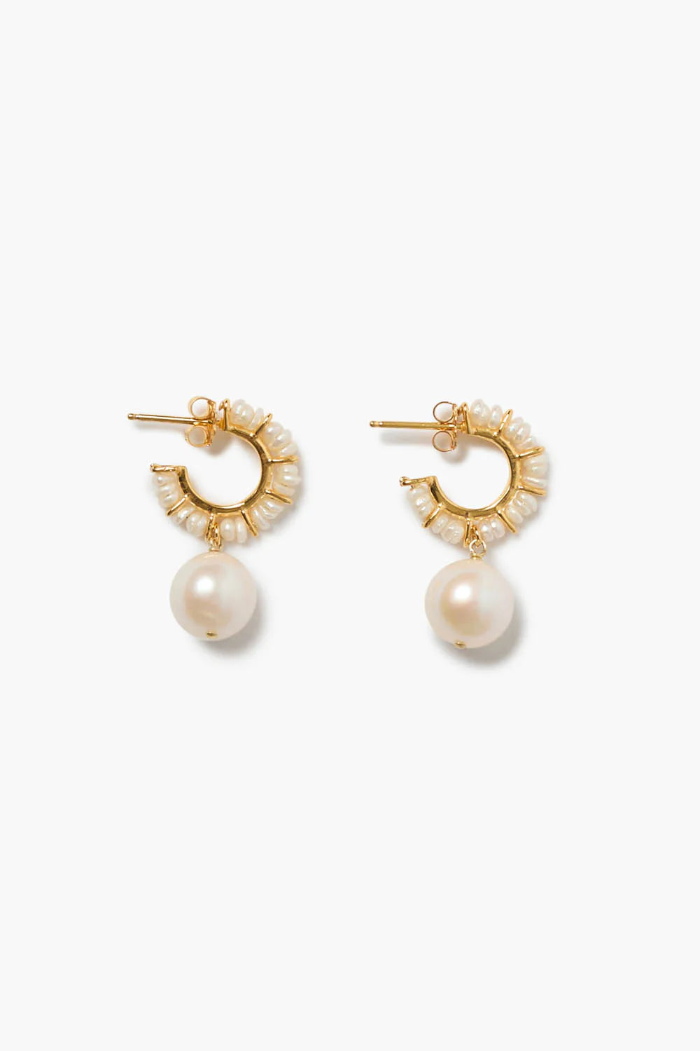 Chan Luu Yoseli White Pearl Gold Hoop Earrings available at Barbara Katz