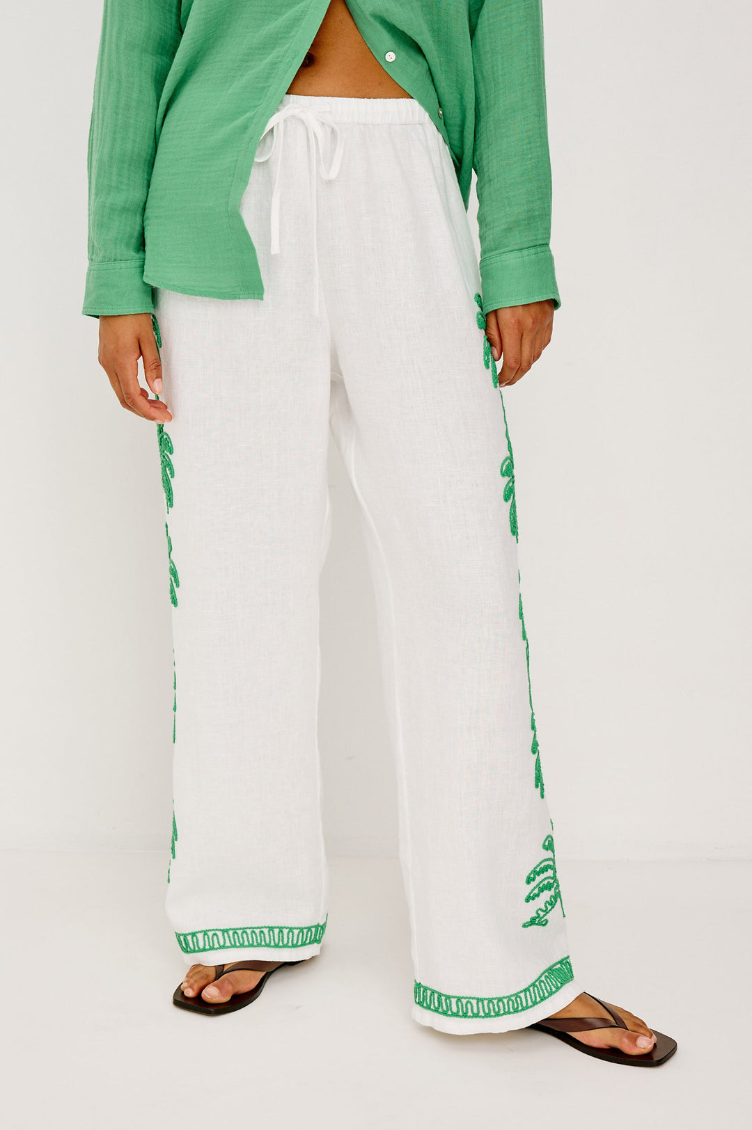 Rails Emmie Pants with Emerald Palms Embroidery available at Barbara Katz