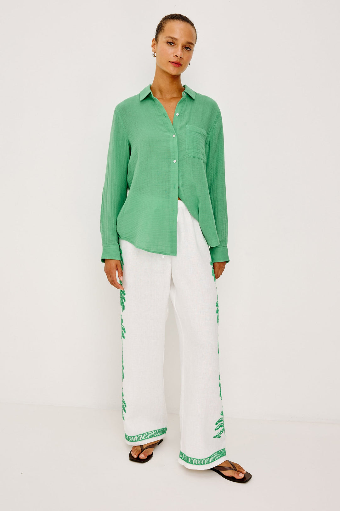 Rails Emmie Pants with Emerald Palms Embroidery available at Barbara Katz