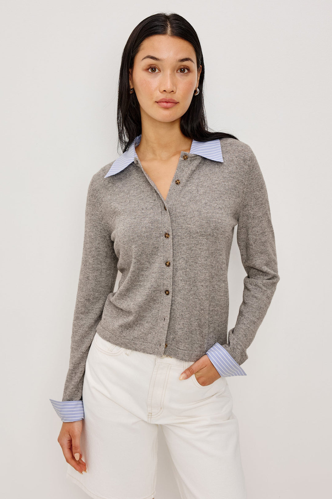 Rails Eryn Cardigan in Heather Grey Poplin Mix available at Barbara Katz
