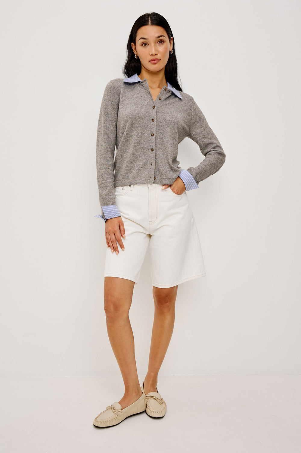 Rails Eryn Cardigan in Heather Grey Poplin Mix available at Barbara Katz