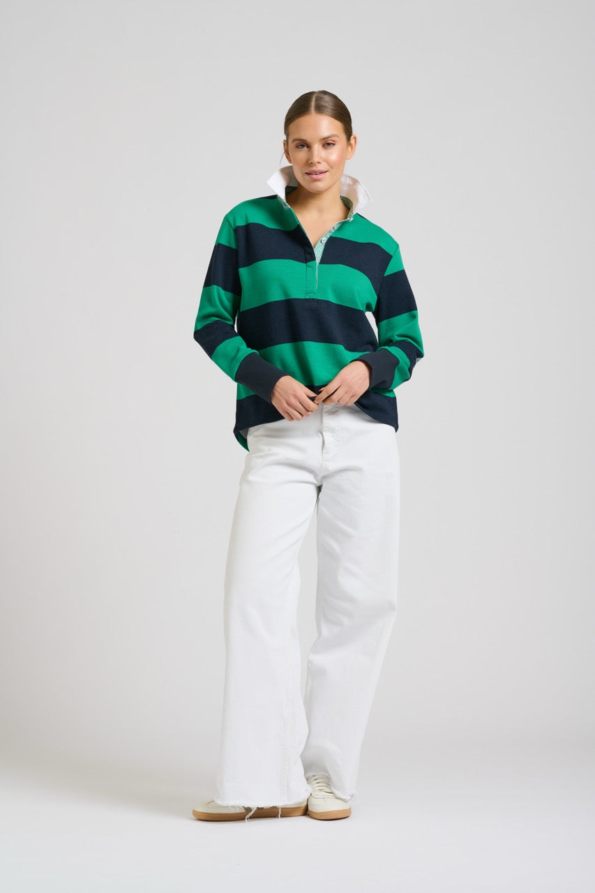 EST Rugby Sweatshirt Stripes in Navy/Green available at Barbara Katz