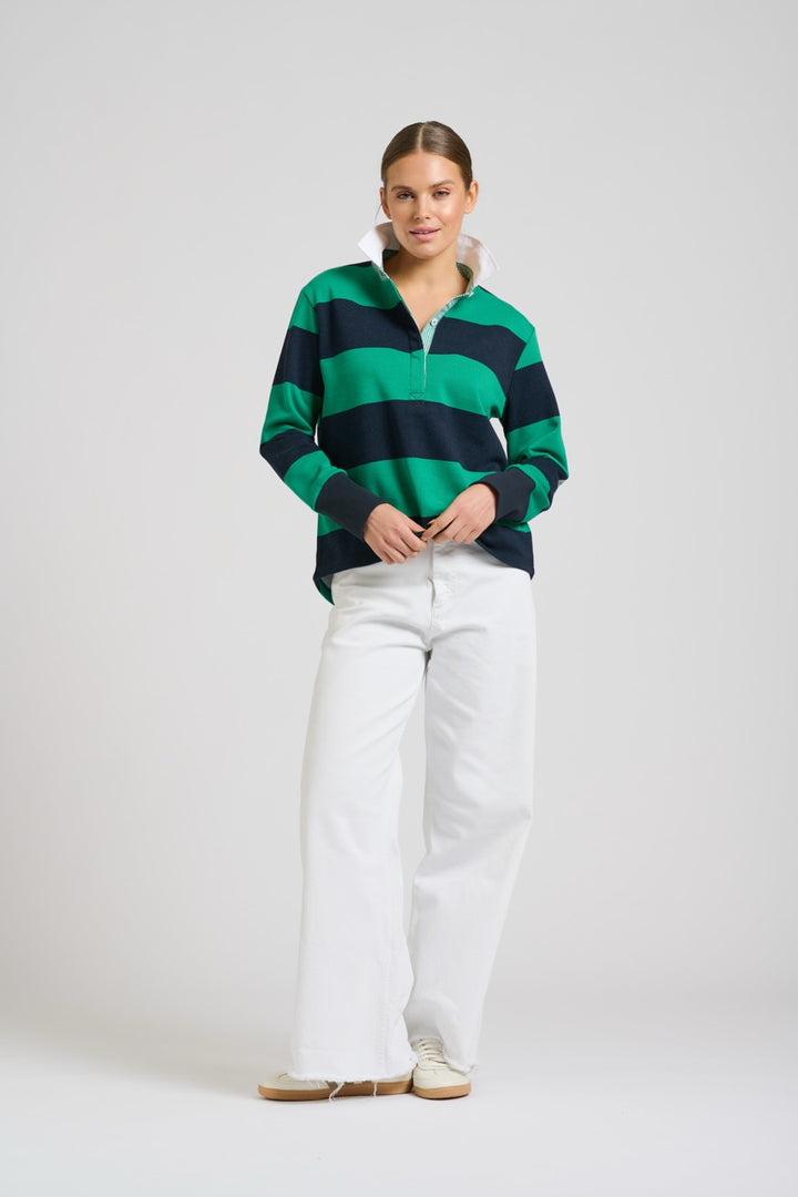 EST Rugby Sweatshirt Stripes in Navy/Green available at Barbara Katz