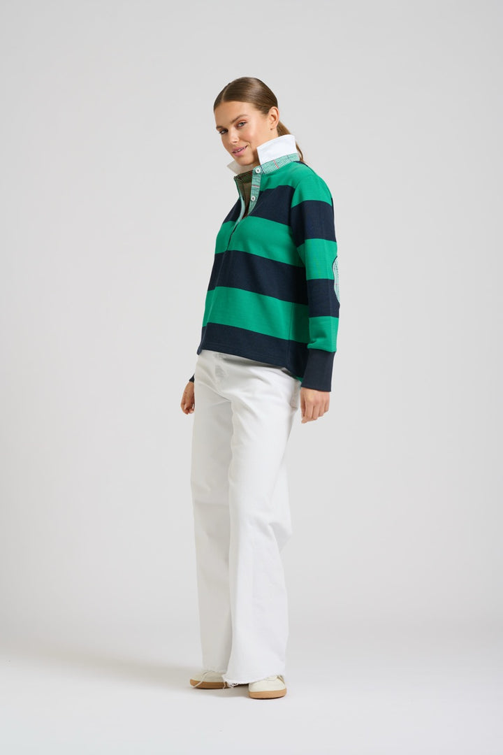 EST Rugby Sweatshirt Stripes in Navy/Green available at Barbara Katz
