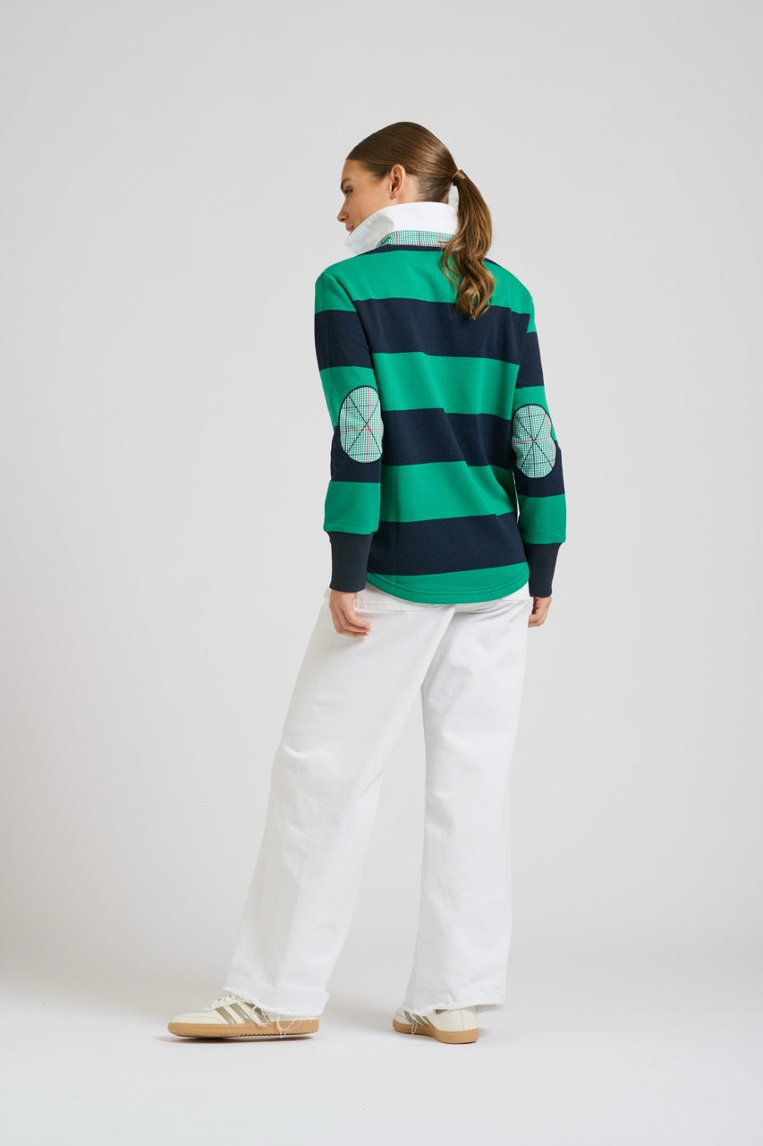 EST Rugby Sweatshirt Stripes in Navy/Green available at Barbara Katz