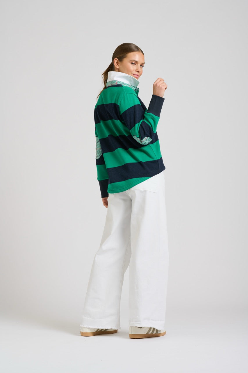 EST Rugby Sweatshirt Stripes in Navy/Green available at Barbara Katz