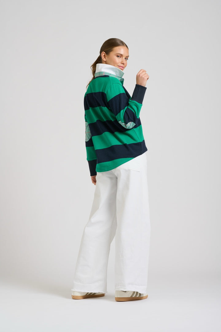 EST Rugby Sweatshirt Stripes in Navy/Green available at Barbara Katz