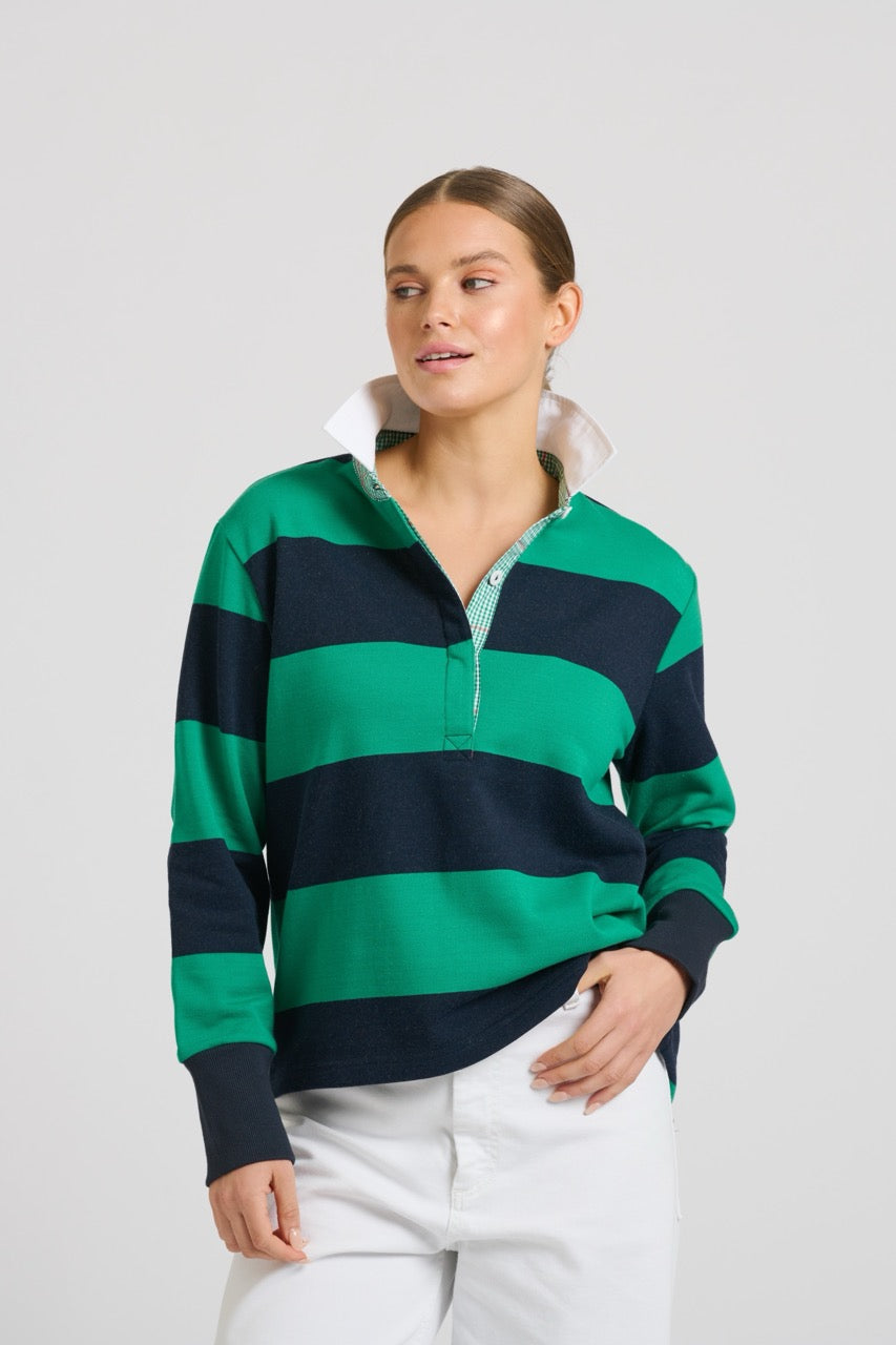 EST Rugby Sweatshirt Stripes in Navy/Green available at Barbara Katz