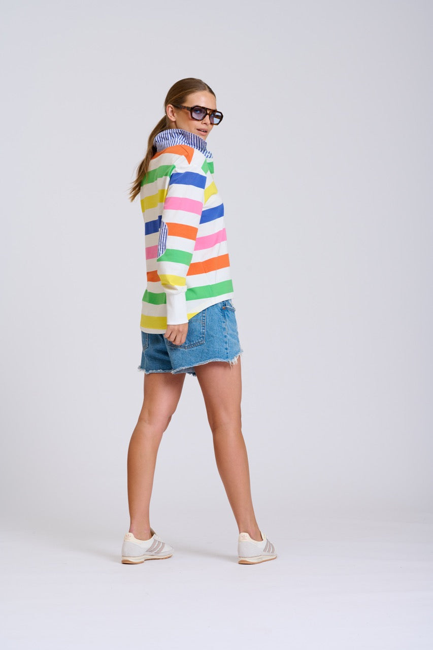 EST Summer Rugby Sweatshirt in Bright Stripe available at Barbara Katz